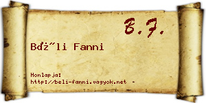 Béli Fanni névjegykártya