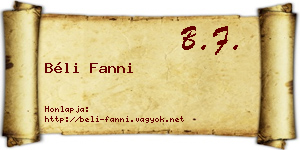 Béli Fanni névjegykártya